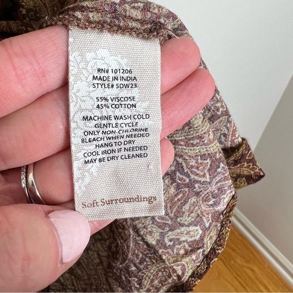 Soft Surrounding Paisley Print Ruffle Detail Button Down Shirt - Picture 6 of 10